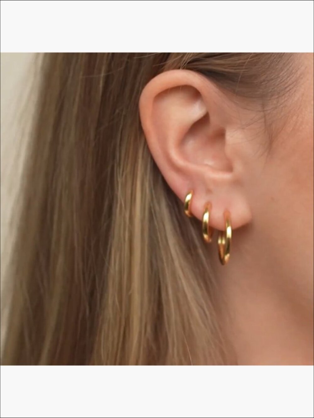 Hypoallergenic 14K Gold Plated Hoop Earrings Set for Sensitive Ears - Picture 7 of 7